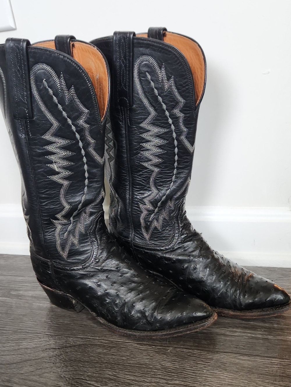 Lucchese 2000 Black Quill Ostrich Womens Boots 8C - Picture 2 of 10